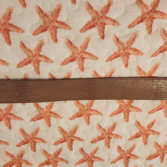 Light Brown Leather Textured Belt with Silver Buckle - Picture 3 of 8